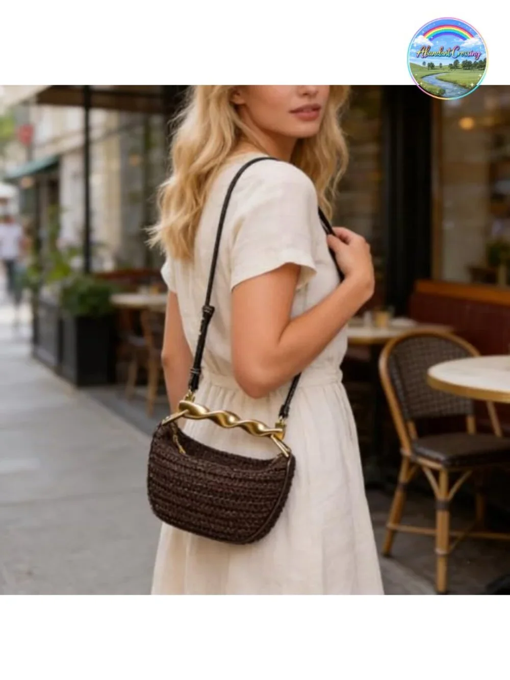 Handmade Straw Crossbody Bag for Women Summer Beach Satchel Purse Woven